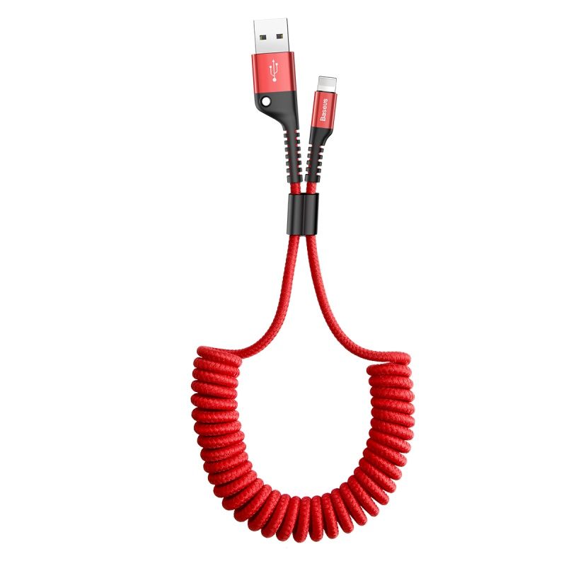 Кабель Baseus Fish eye Spring USB - Lightning, 2A, цвет- красный/черный, длина- 1м от prem.by 